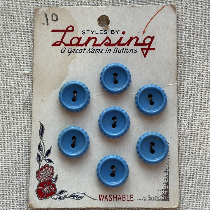 Vintage Lansing Blue Buttons 15mm x 7