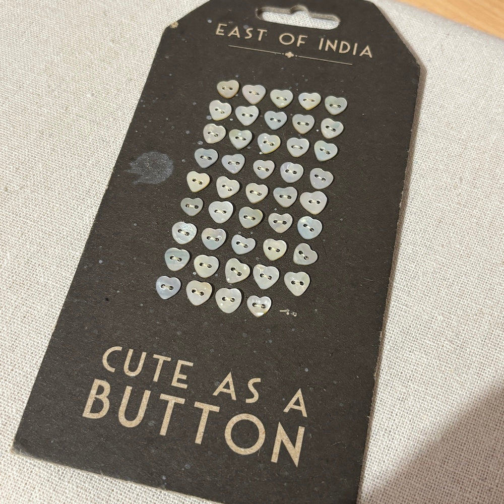 Vintage Mother of Pearl Heart Buttons 9mm