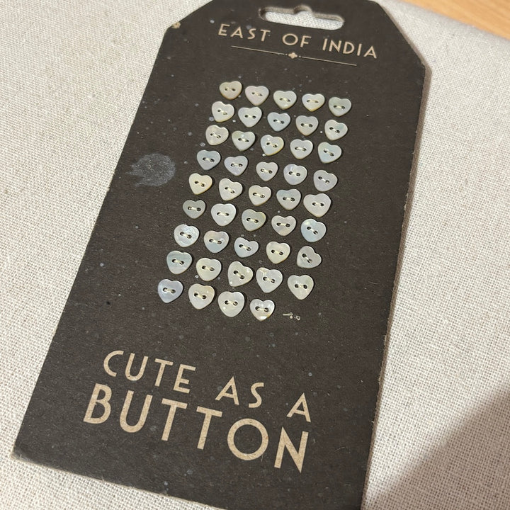 Vintage Mother of Pearl Heart Buttons 9mm