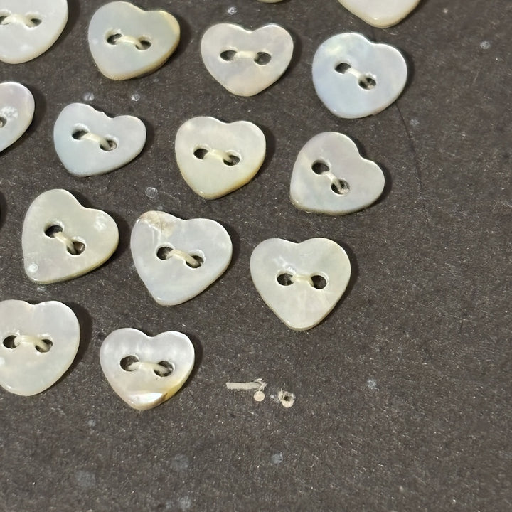 Vintage Mother of Pearl Heart Buttons 9mm