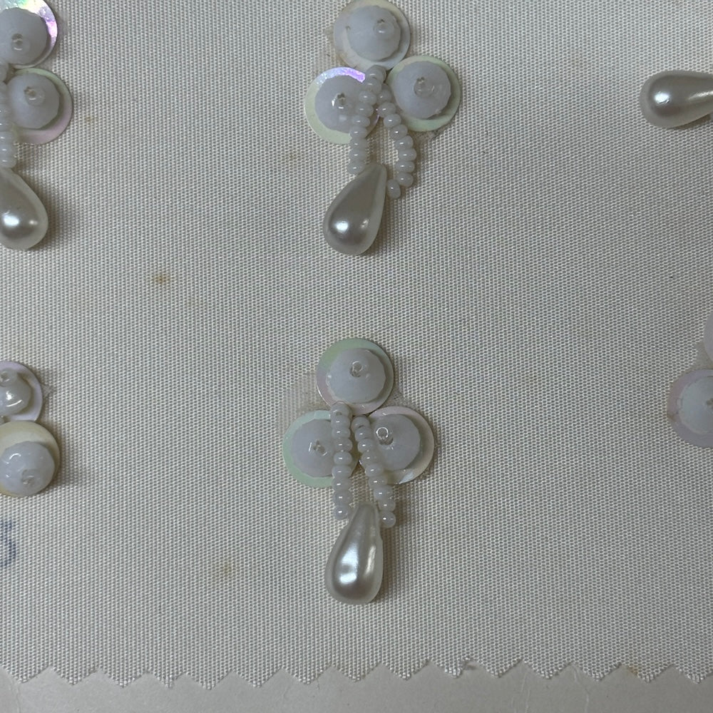 Vintage Hand Beaded Applique Motifs - Pearls & Sequins