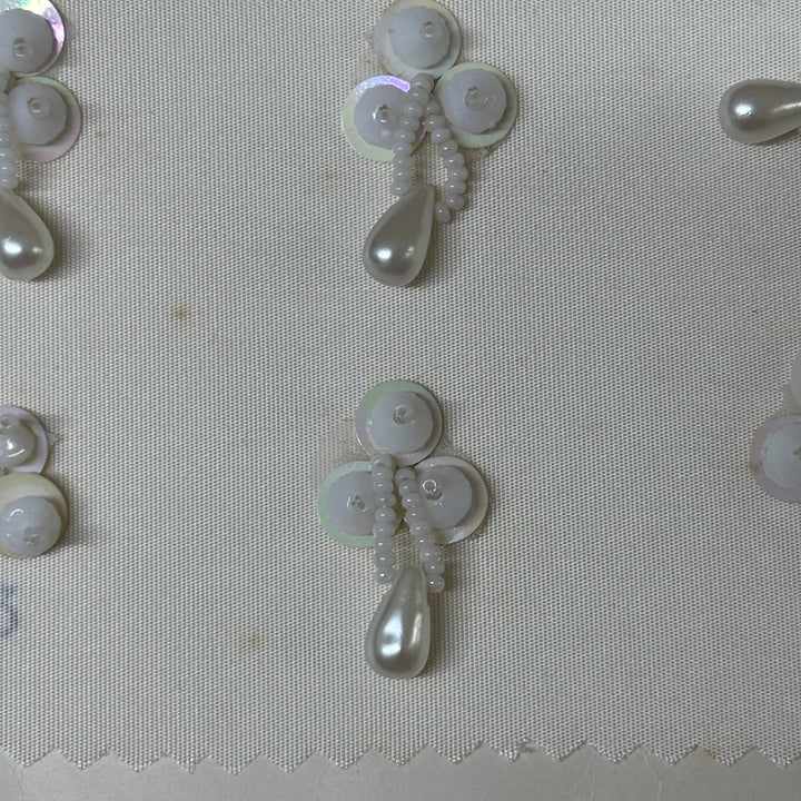 Vintage Hand Beaded Applique Motifs - Pearls & Sequins