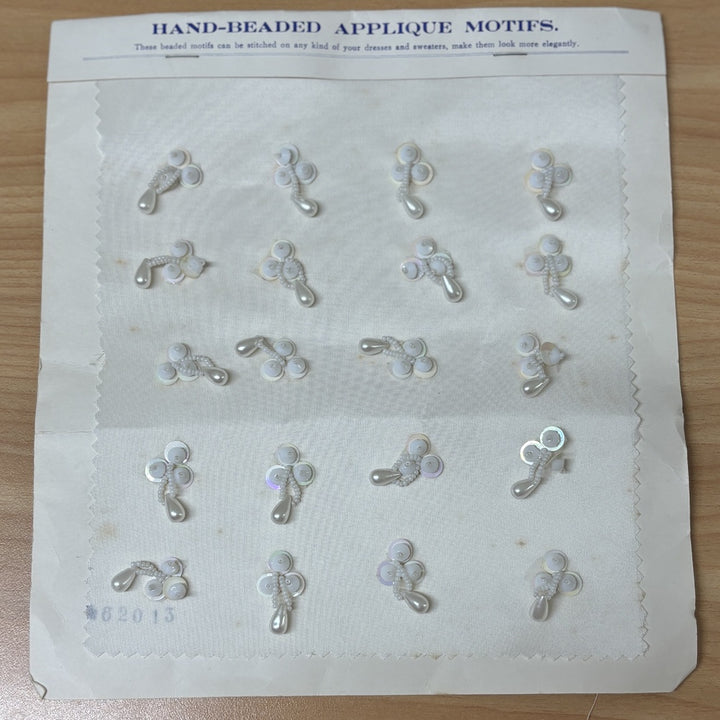 Vintage Hand Beaded Applique Motifs - Pearls & Sequins