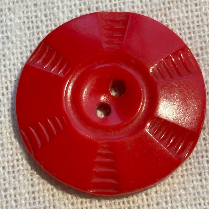Vintage Red Catherine Wheel Buttons 28mm x 5