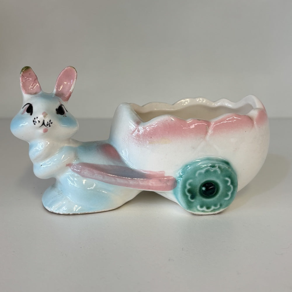 Blue Bunny Pulling Cart