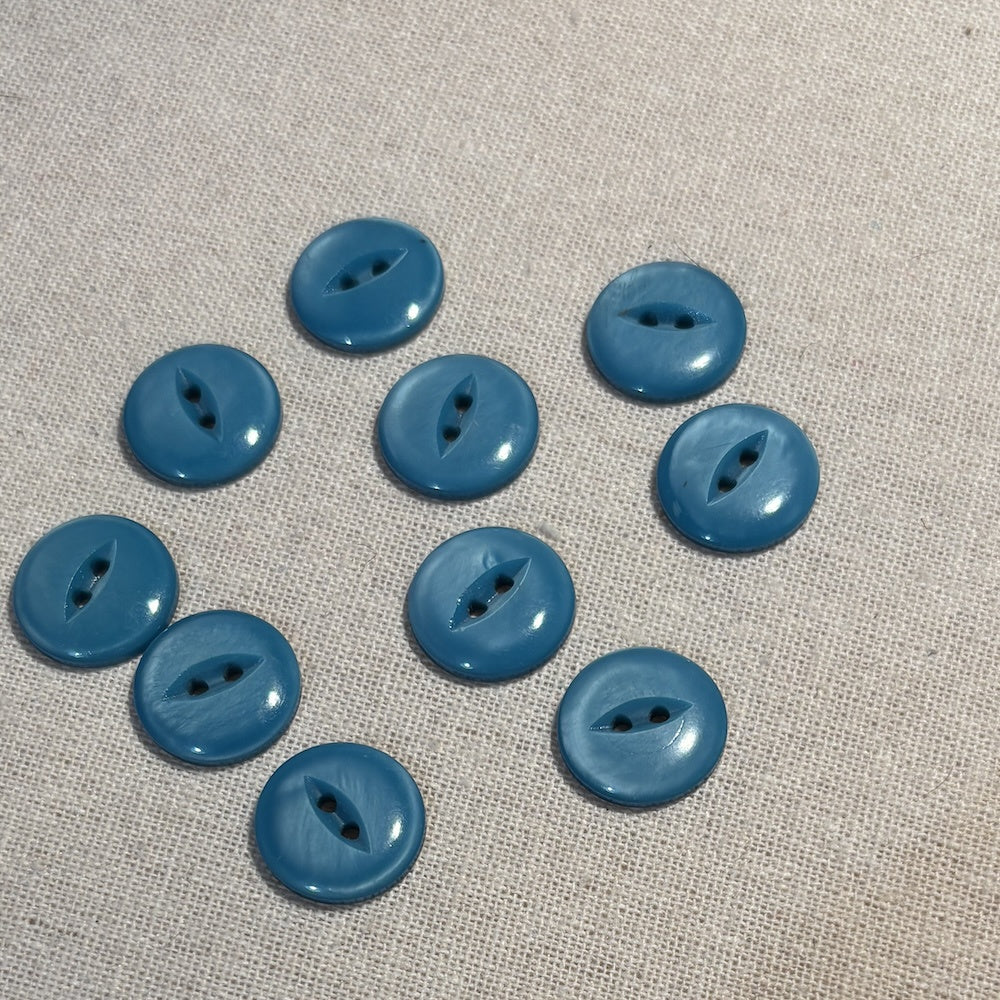 10 Blue Cats Eye Buttons 19mm