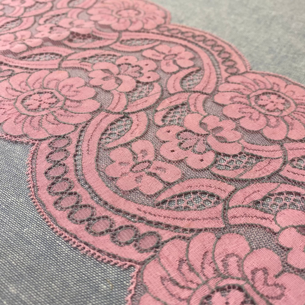 French Pink and Silver Grey Soft Lace 2.8 metres