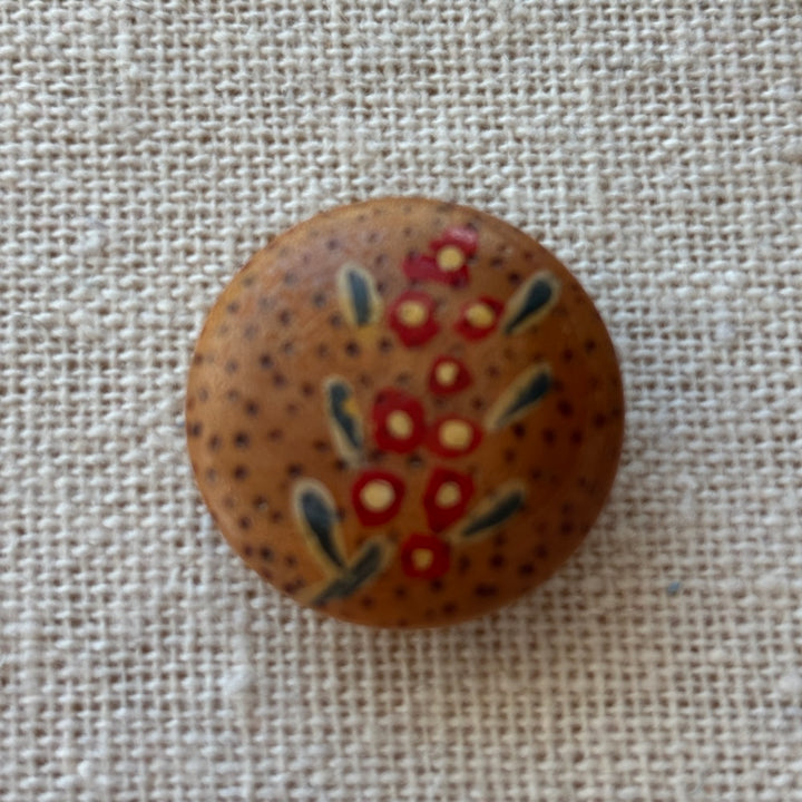 Vintage French Hand Painted Wooden Buttons 22mm