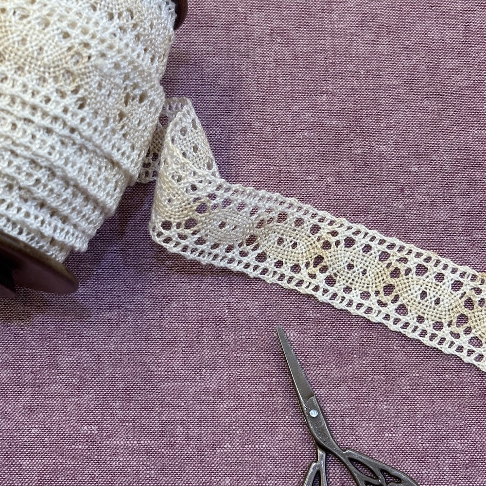 Vintage Fine Cotton Crochet Lace Two Tones 30mm