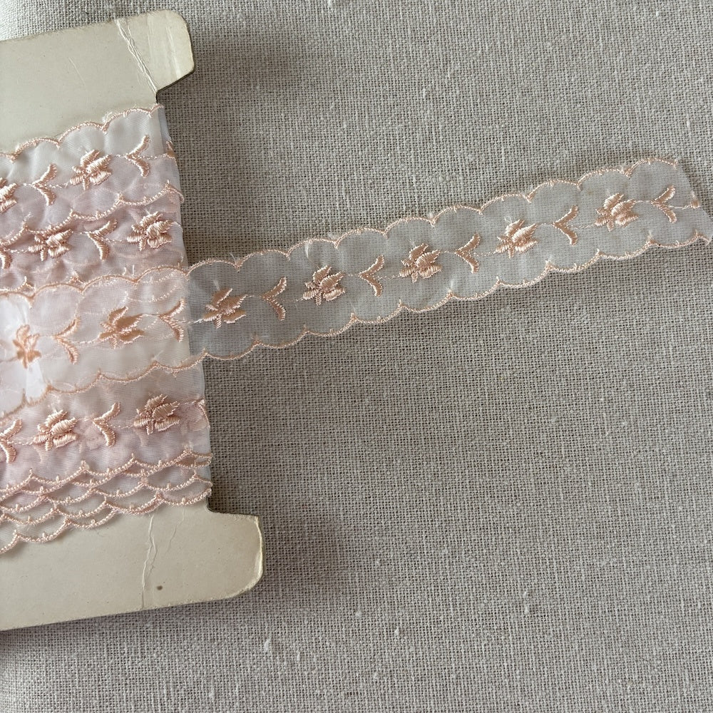 Vintage Apricot Nylon Acetate Lace 28mm