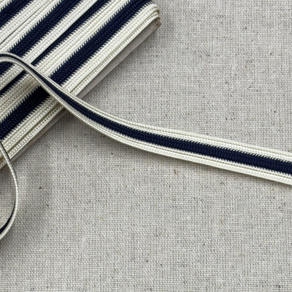 Navy and Off White Trim 12.5mm