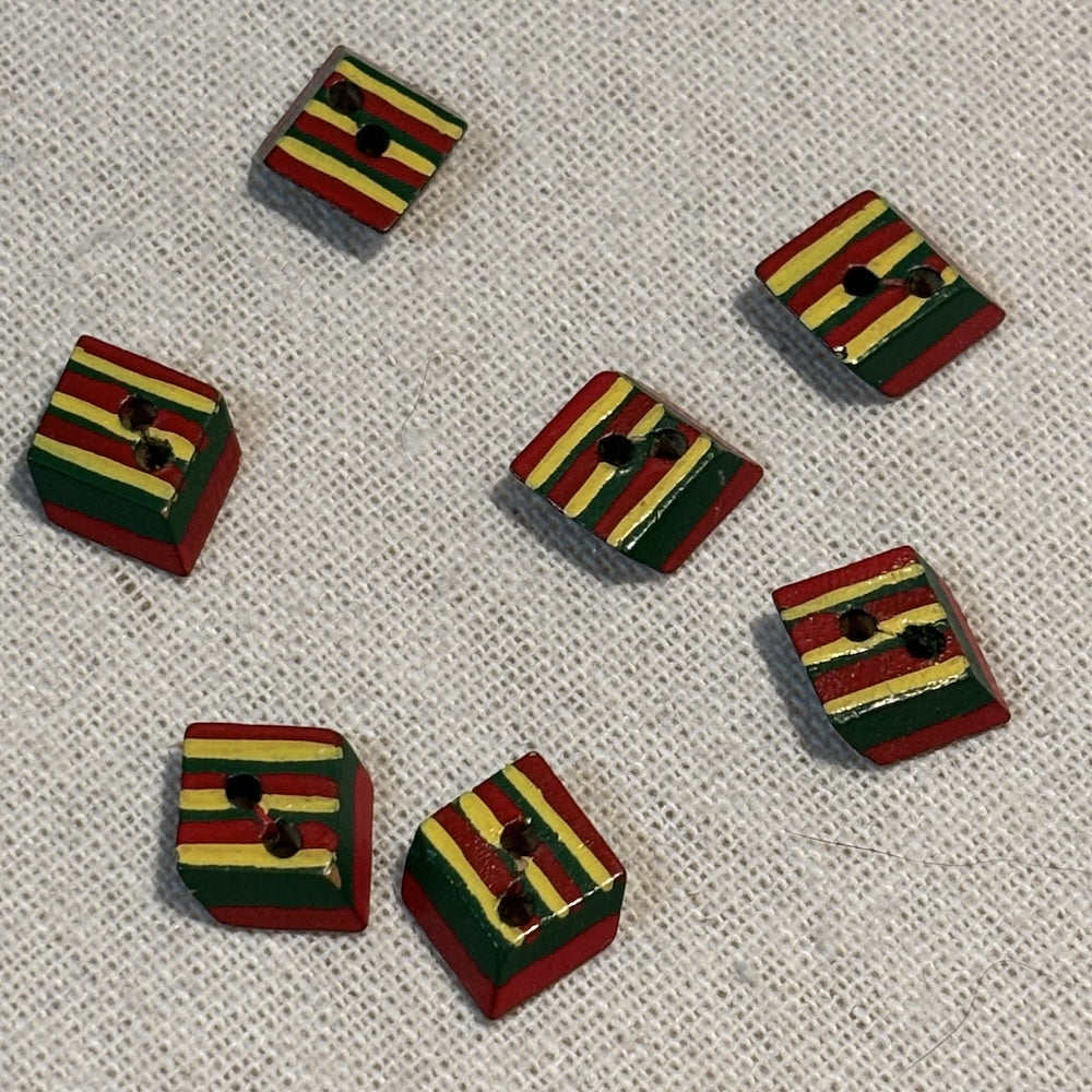 Vintage Hand Painted Wooden Buttons 13mm x 7