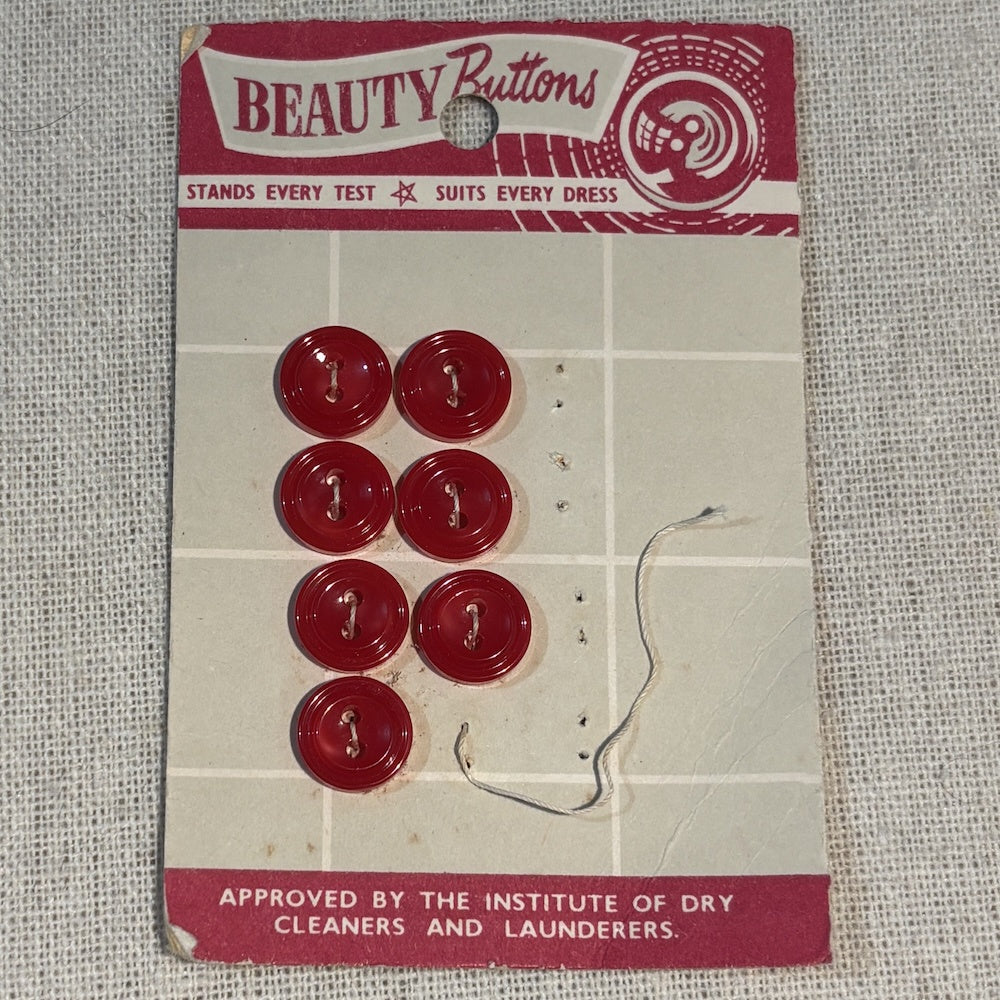 Beauty Buttons Cherry 11mm Buttons on Original Card