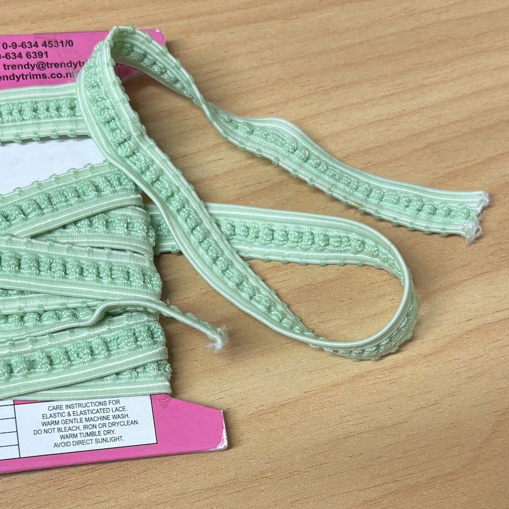 Pastel Green Decorative Elastic Trim 12mm x 3