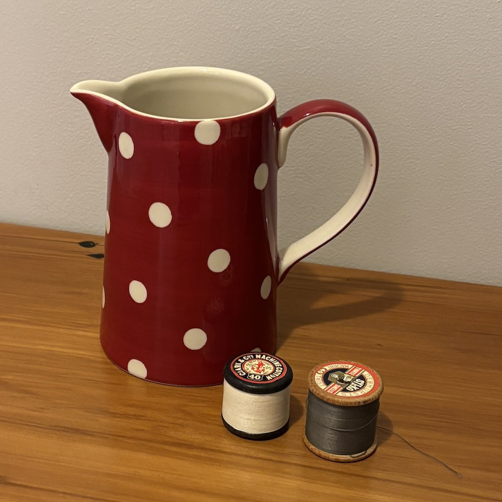 Hand Painted Red with White Polka Dots Jug