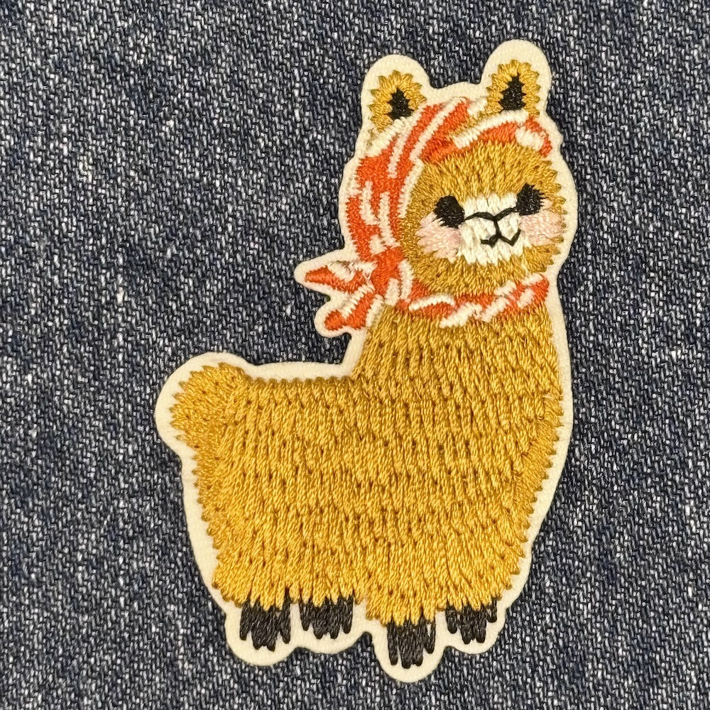 Iron on Patch Gold Alpaca