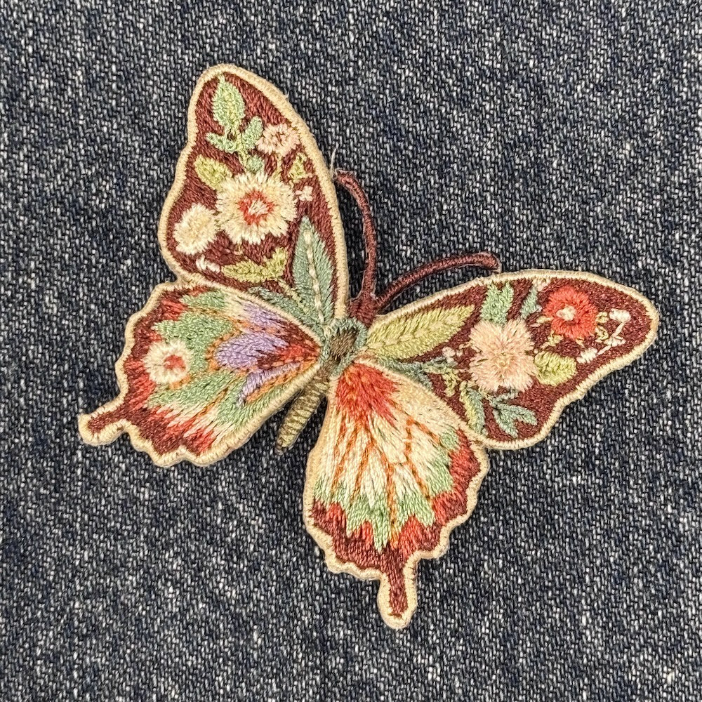 Iron on Patch Butterfly with Flowers