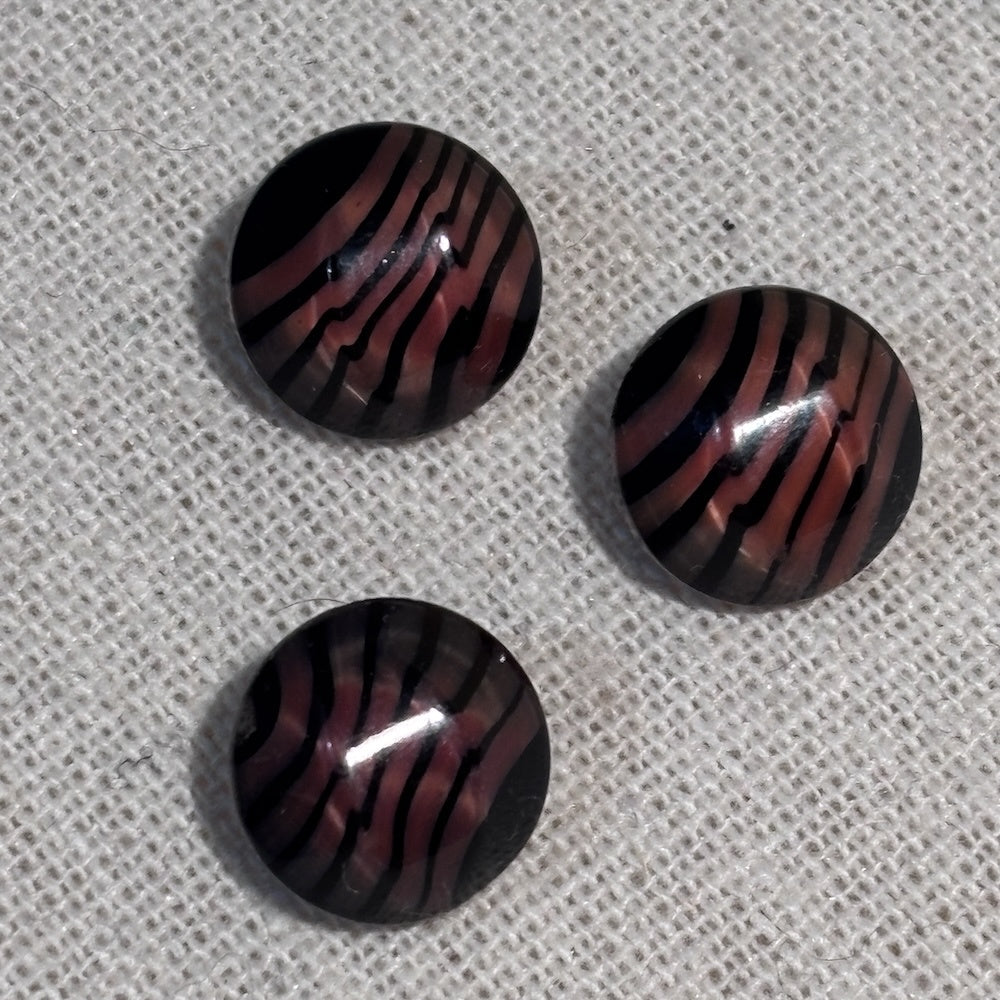 Tiger Stripe Glass Buttons x 3