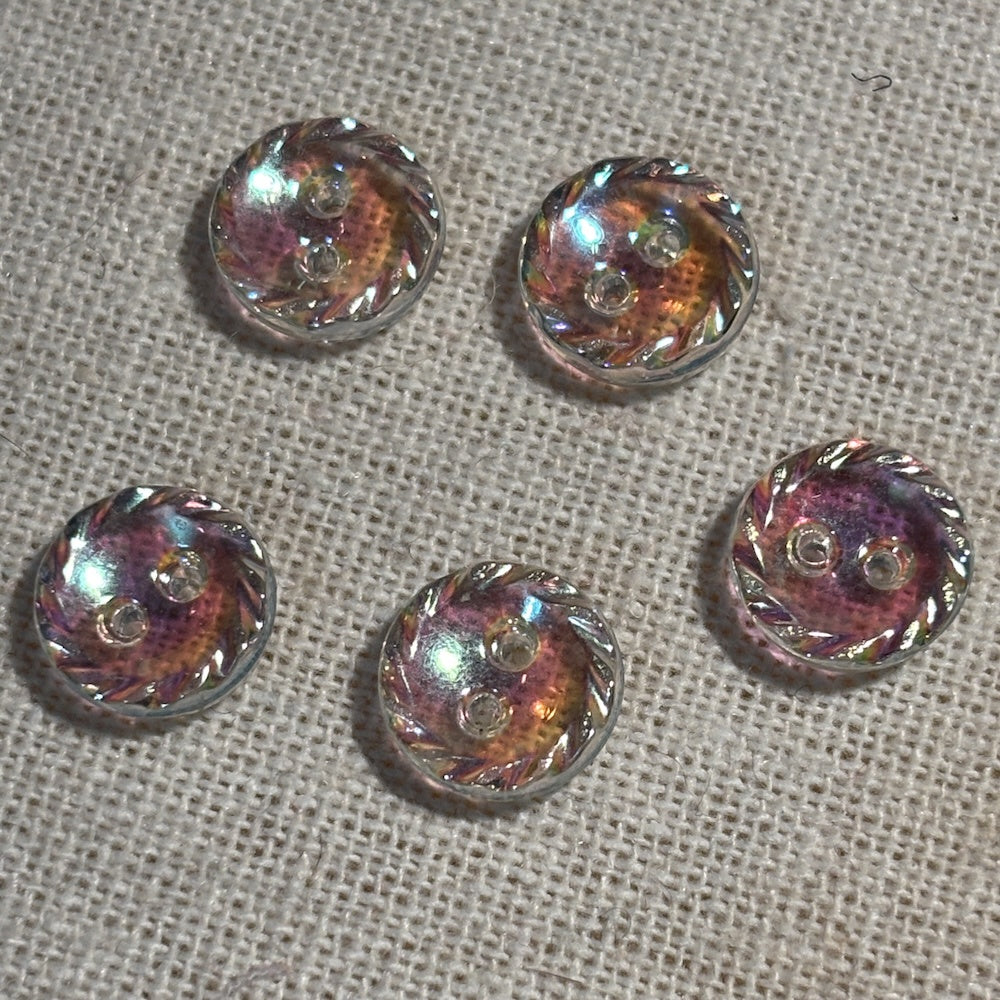 Iridescent Glass Buttons x 5