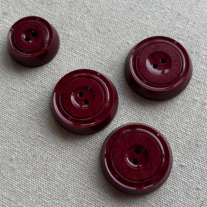 Chunky Maroon Coat Buttons 34mm x 3 Plus One 27mm
