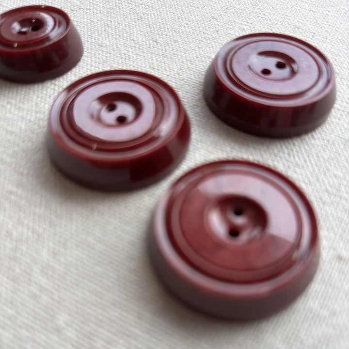 Chunky Maroon Coat Buttons 34mm x 3 Plus One 27mm