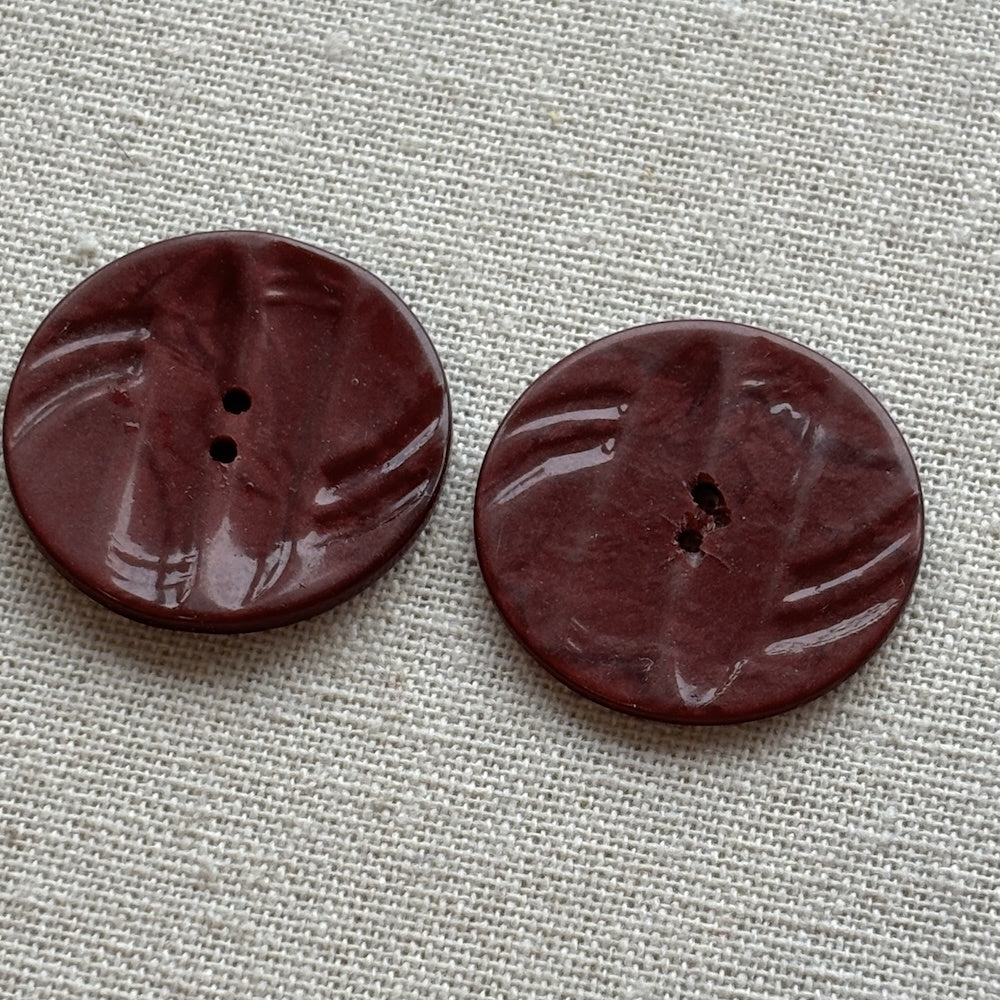Vintage Raisin Coloured Coat Buttons 34mm x 2