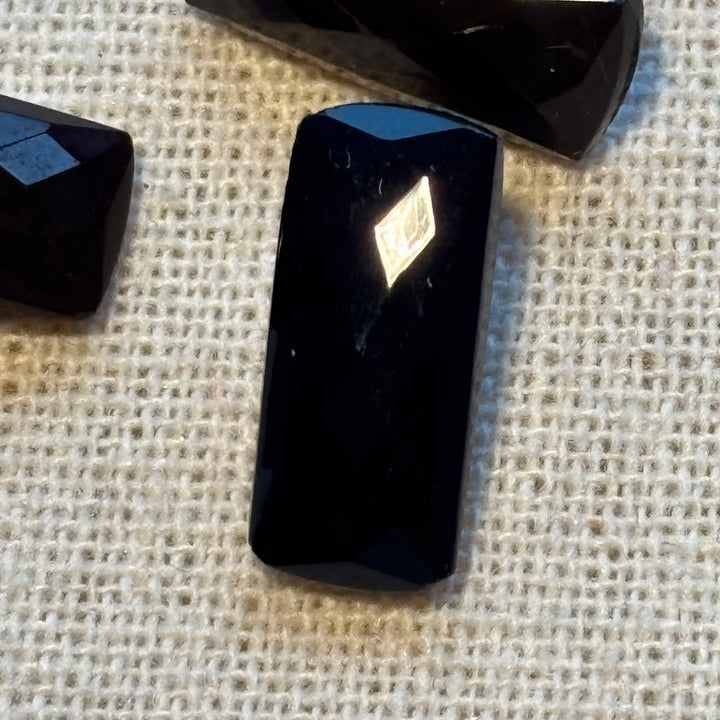Vintage Black Oblong Glass Buttons 19mm x 9mm x 4
