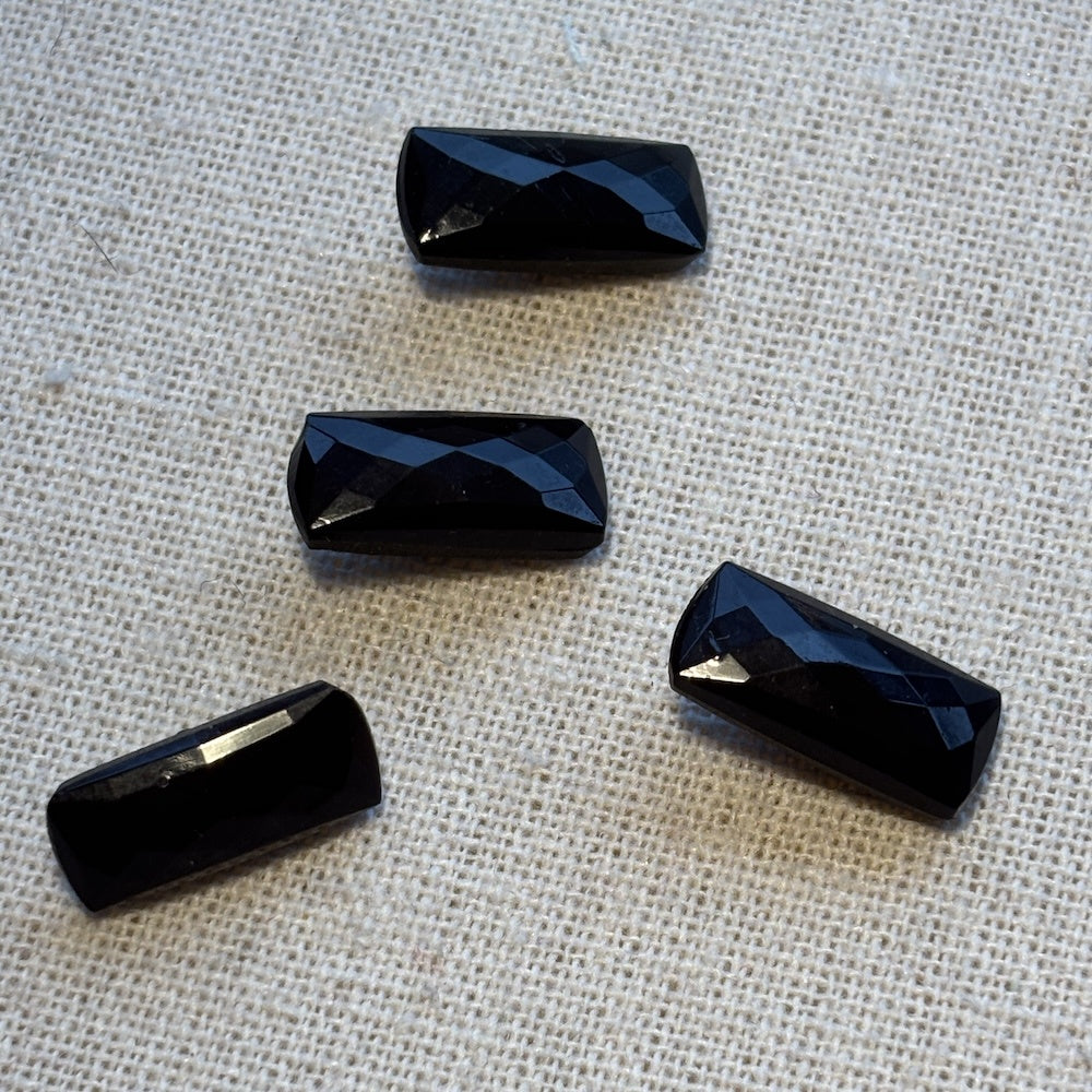 Vintage Black Oblong Glass Buttons 19mm x 9mm x 4