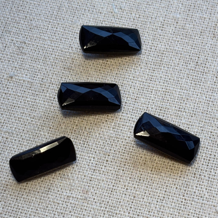 Vintage Black Oblong Glass Buttons 19mm x 9mm x 4
