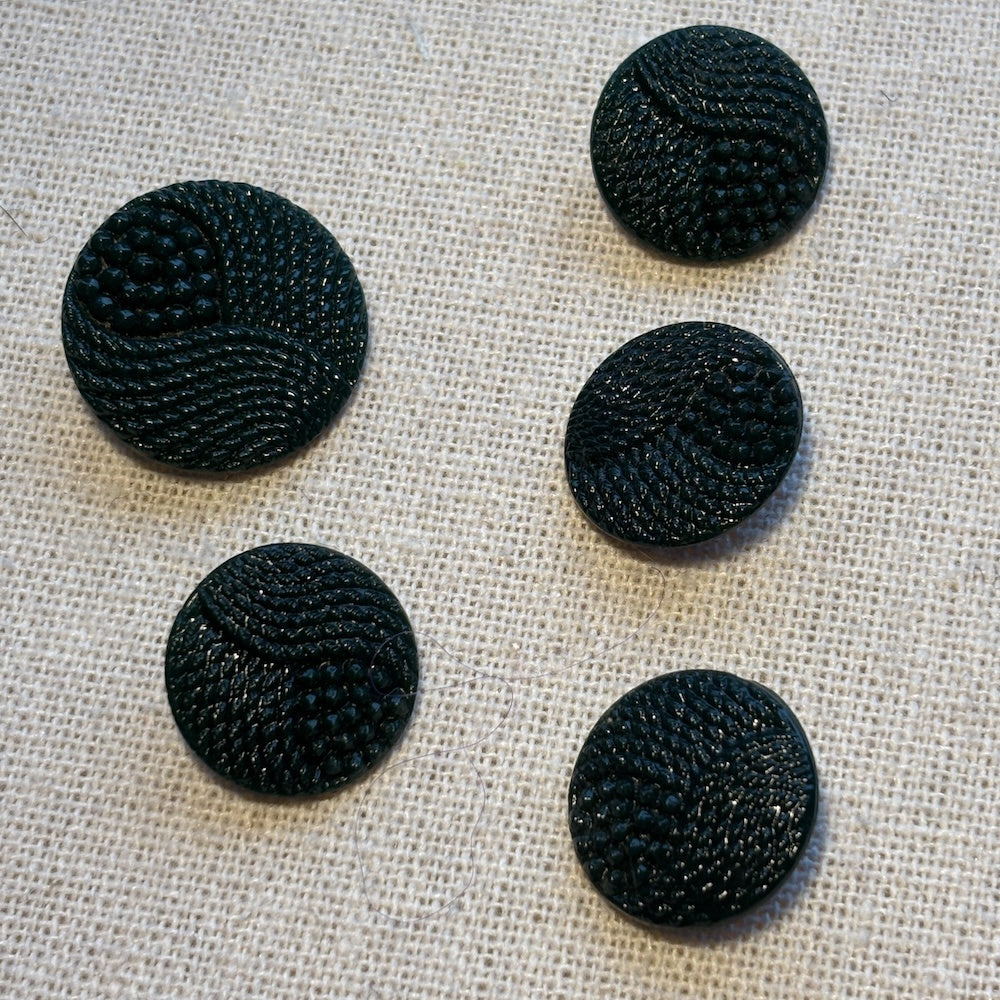 Vintage Textured Dark Green Buttons 17mmx 4 and 1 x 22mm