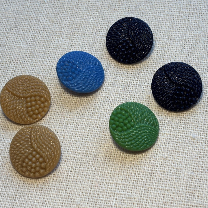 Vintage Textured Glass Buttons Mixed 17mm x 6