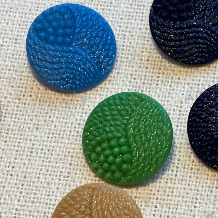 Vintage Textured Glass Buttons Mixed 17mm x 6