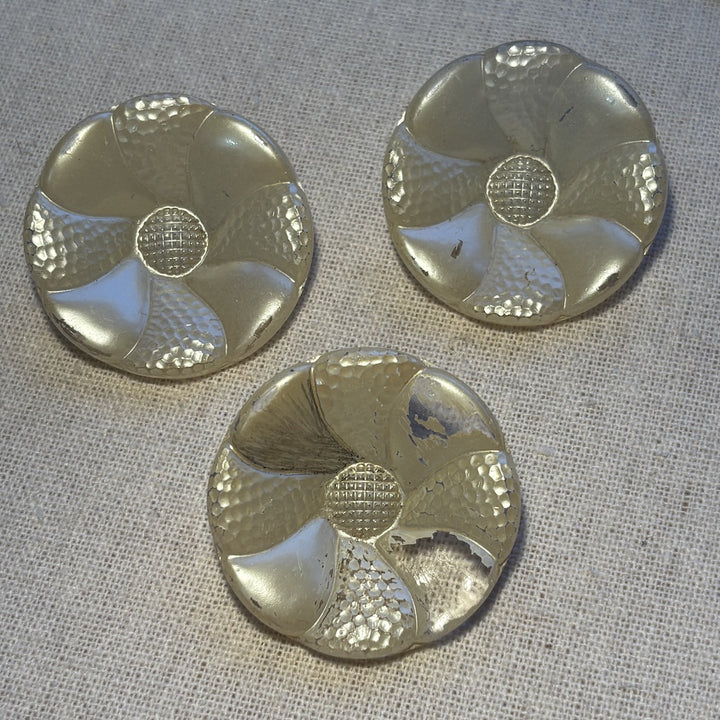 1940's Extra Large Glass Flower Coat Buttons 42mm x 3
