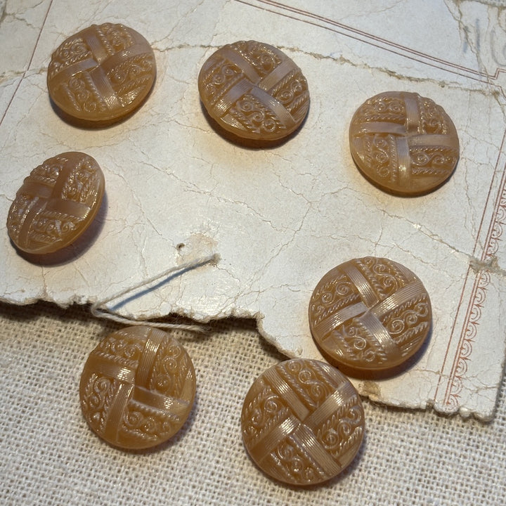 1940's Cross Pattern Champagne Glass Buttons 19mm x 7