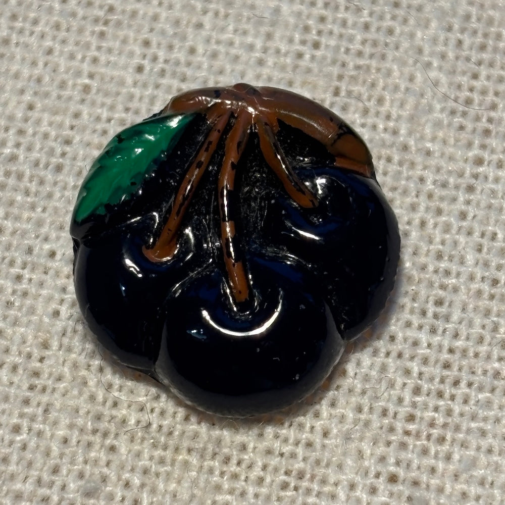 Vintage Bunch of Blue Cherries Glass Buttons 18mm x 4