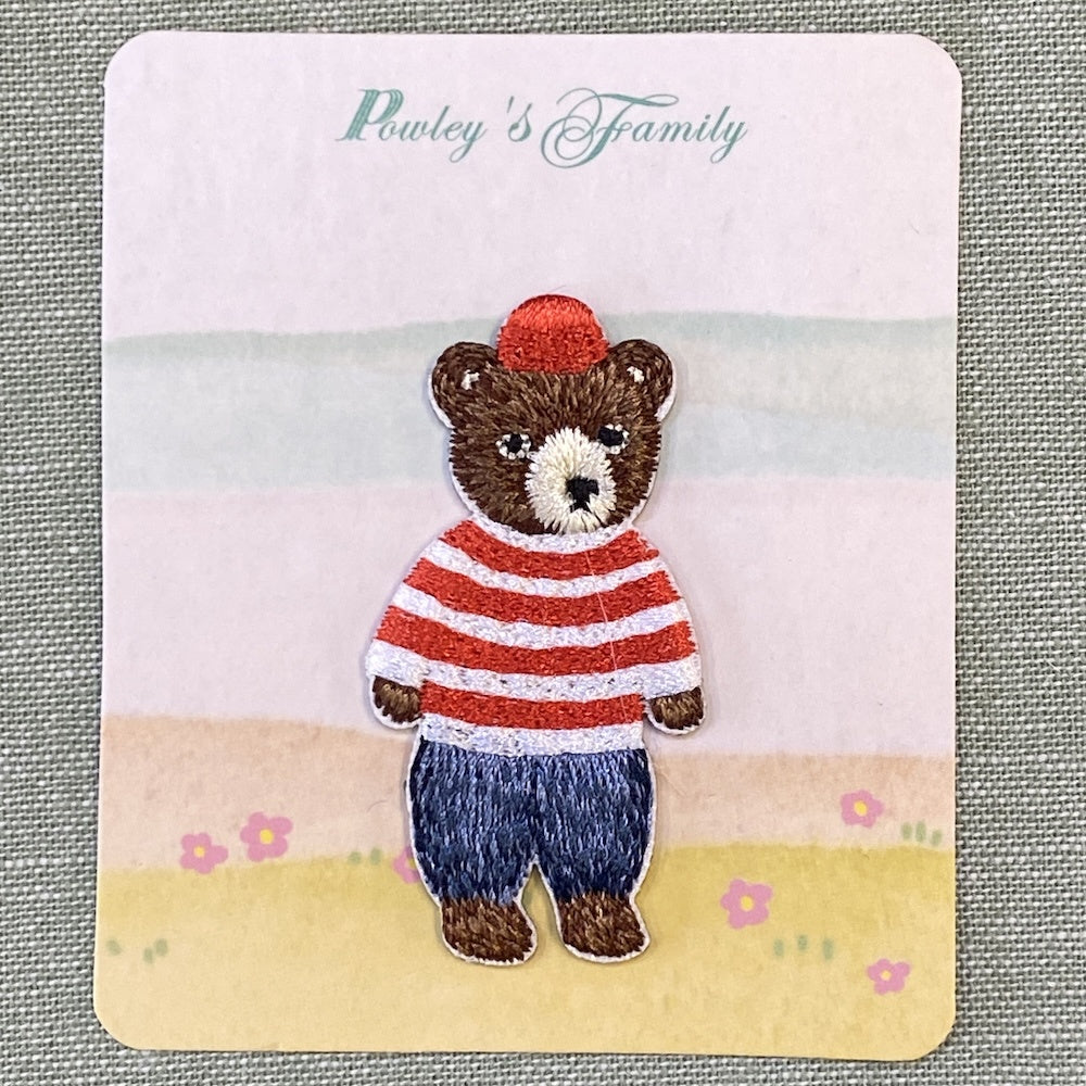 Bear in Striped Tee Iron on Patch