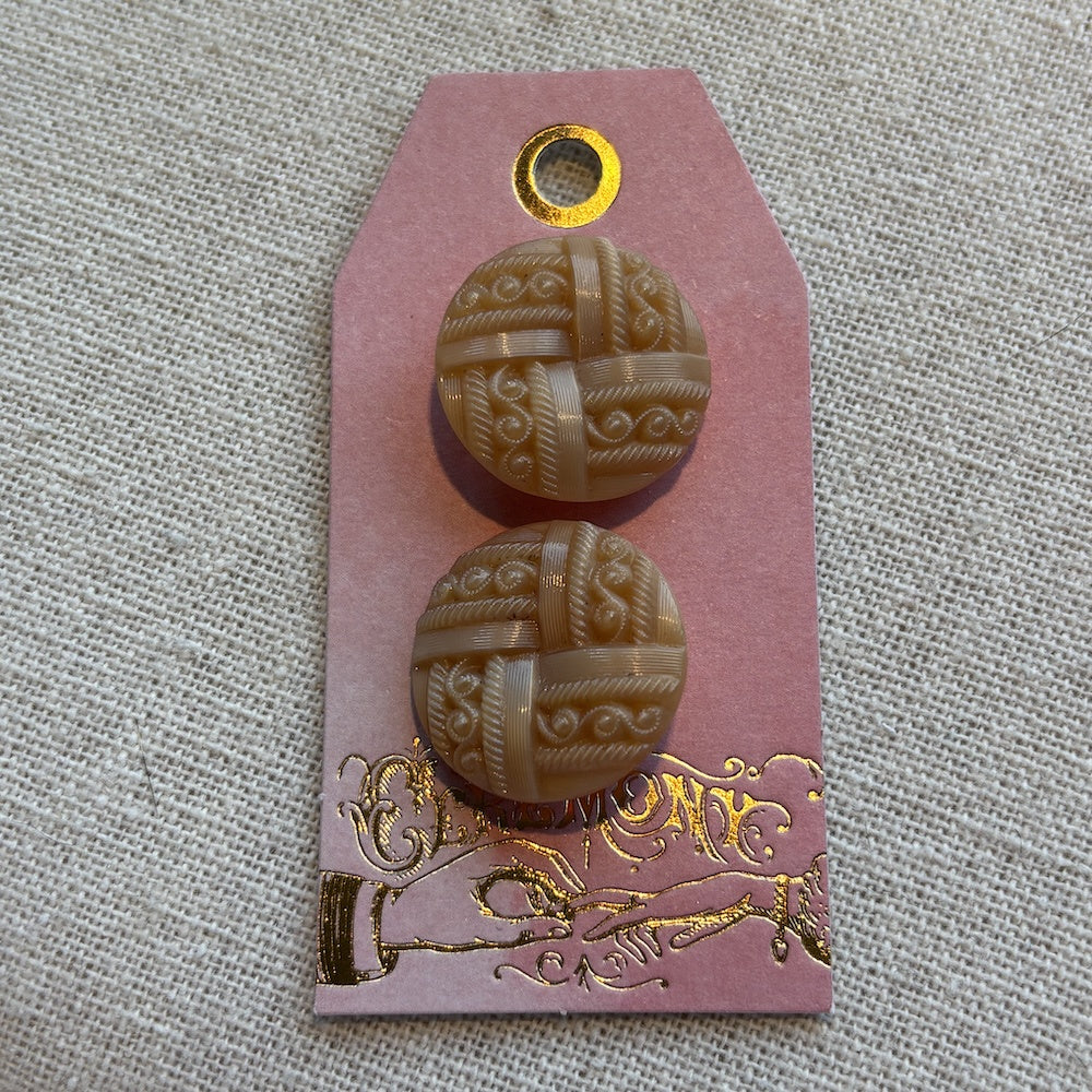 1940's Cross Pattern Champagne Glass Buttons 22mm x 2