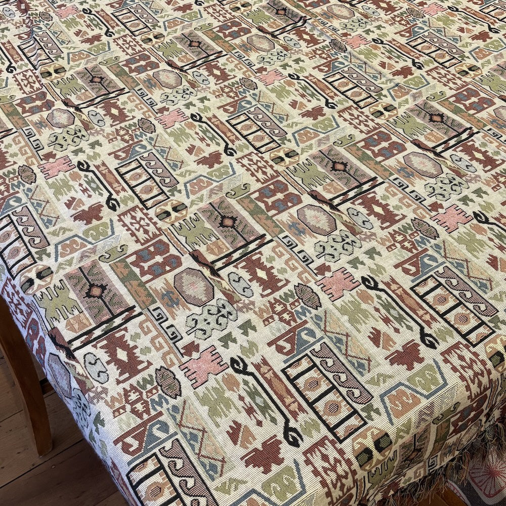 Kilim Style  Woven Cotton Tablecloth  1.42 x 2.3m