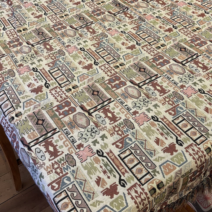 Kilim Style  Woven Cotton Tablecloth  1.42 x 2.3m