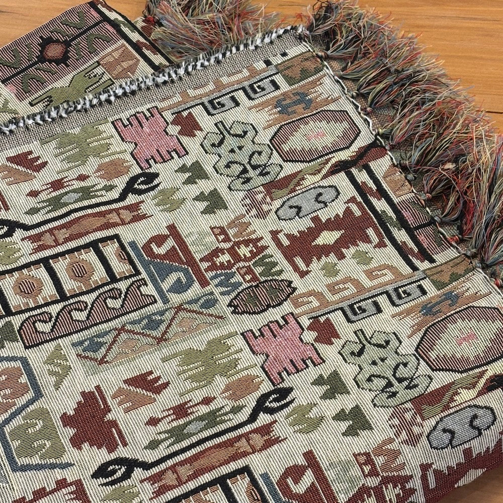 Kilim Style  Woven Cotton Tablecloth  1.42 x 2.3m