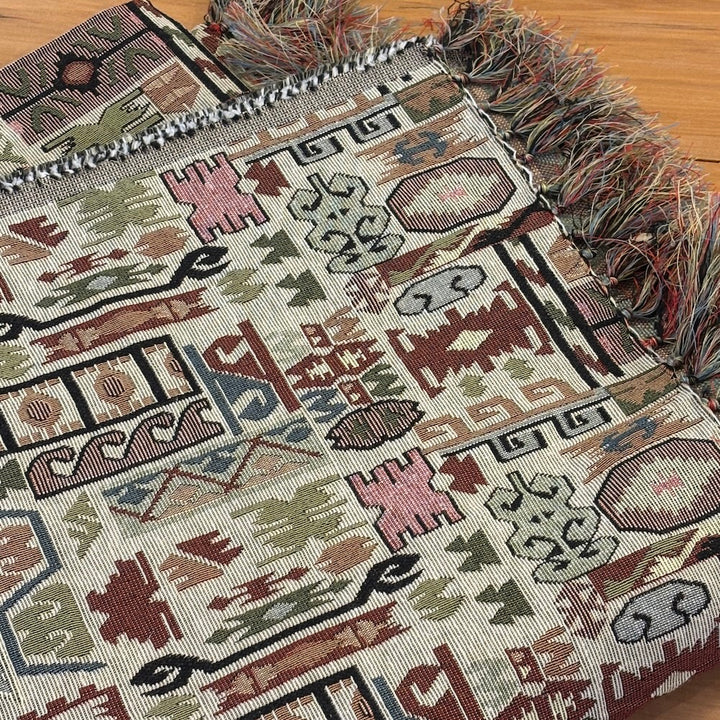 Kilim Style  Woven Cotton Tablecloth  1.42 x 2.3m