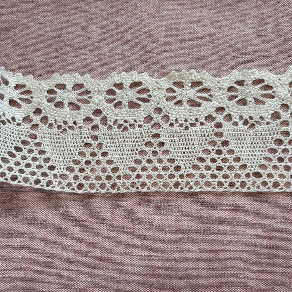 Vintage Hearts & Flowers Lace in Winter White 60mm