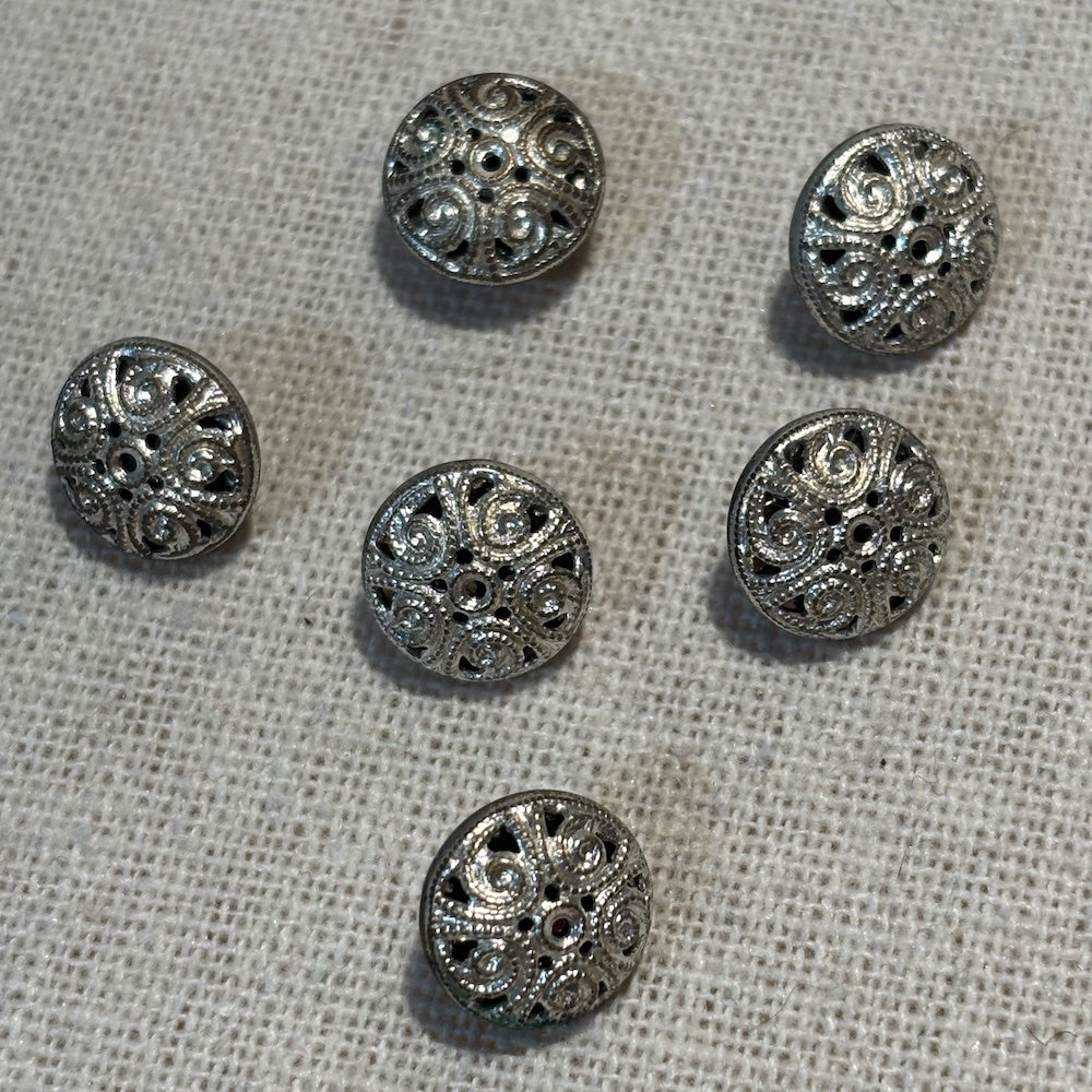 Vintage Austrian Twinkle Silver Buttons 11mm x 6