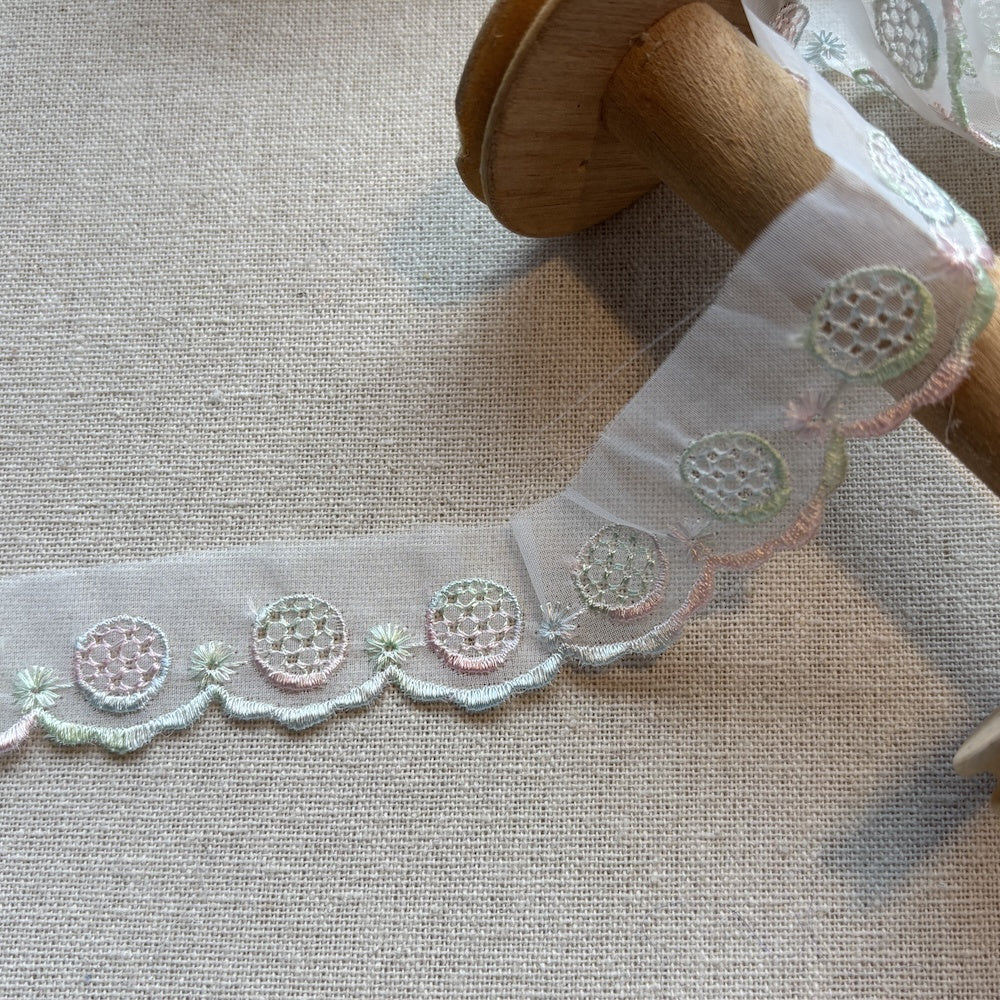 Vintage Sheer Pastel Organza Lace Trim 25mm