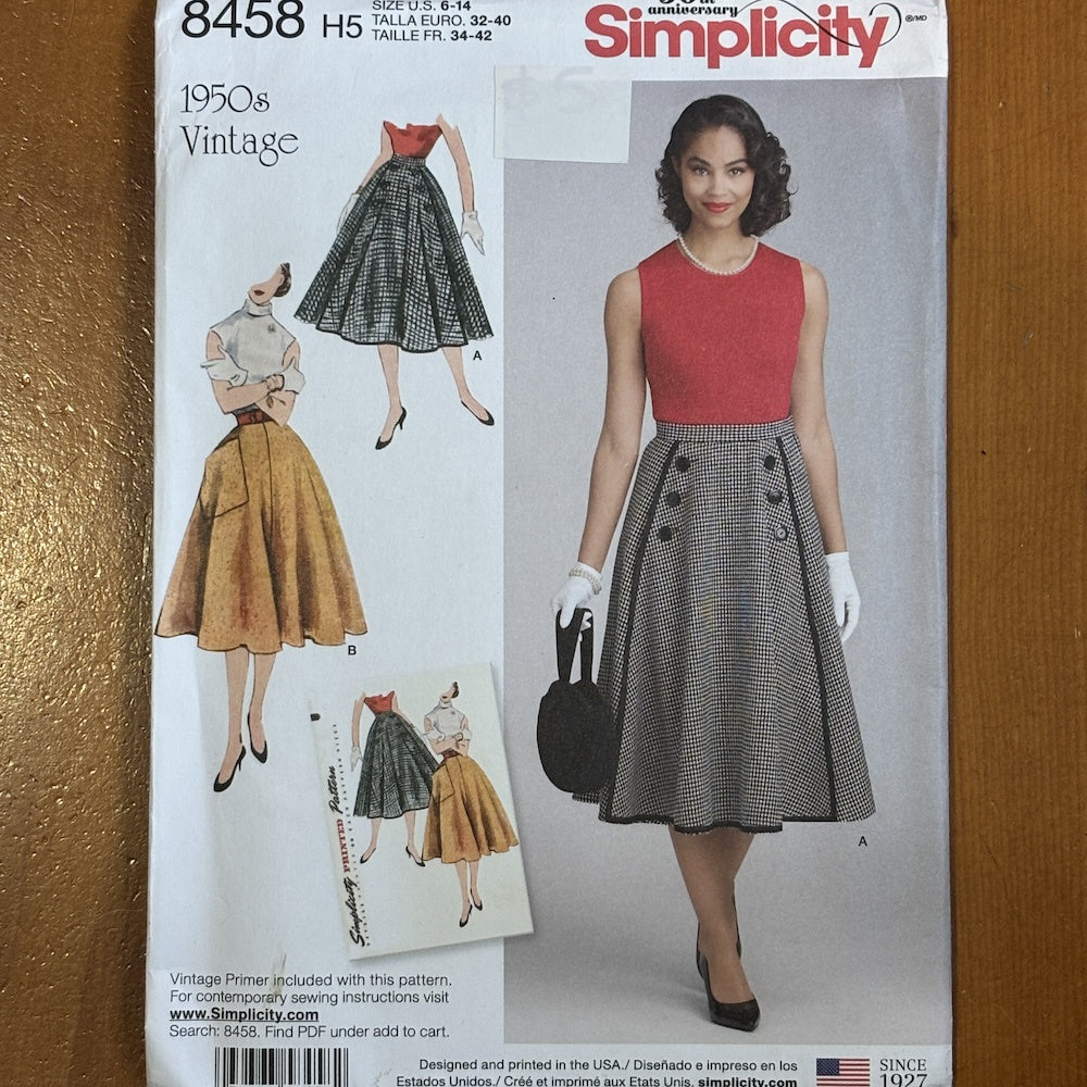 Simplicity 1950's Vintage 8458 Skirt Pattern