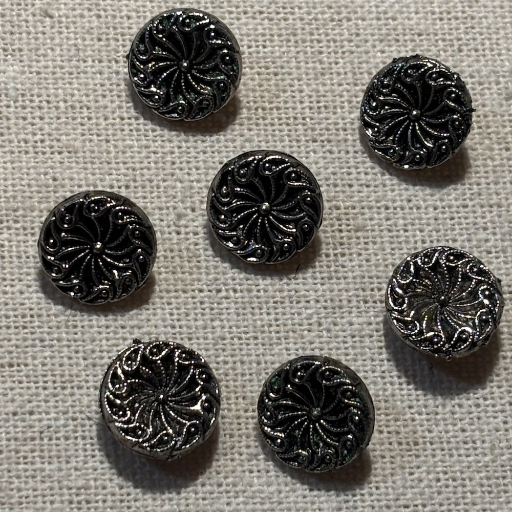 Vintage Fancy Silver Tone 11mm Buttons  7