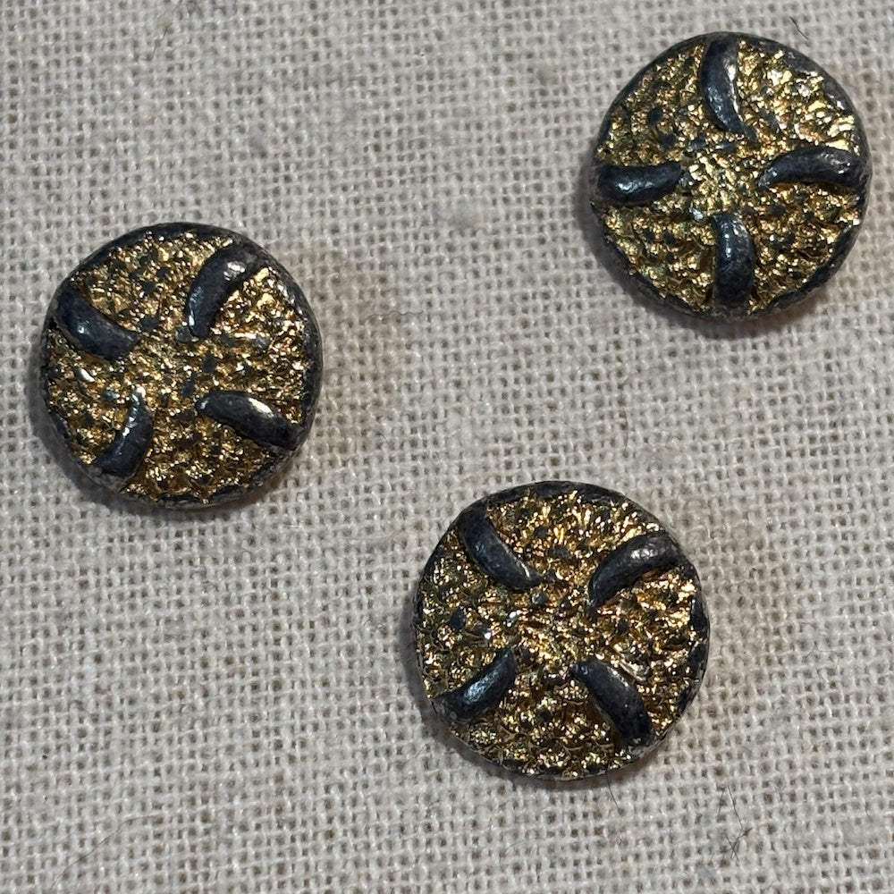 Vintage Two Tone Metal Buttons 17mm x 3