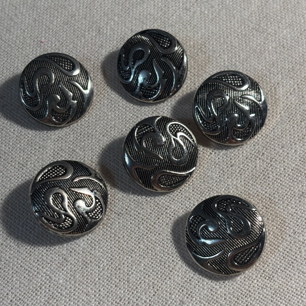 Vintage Silver Tone Swirl Buttons 22mm x 6