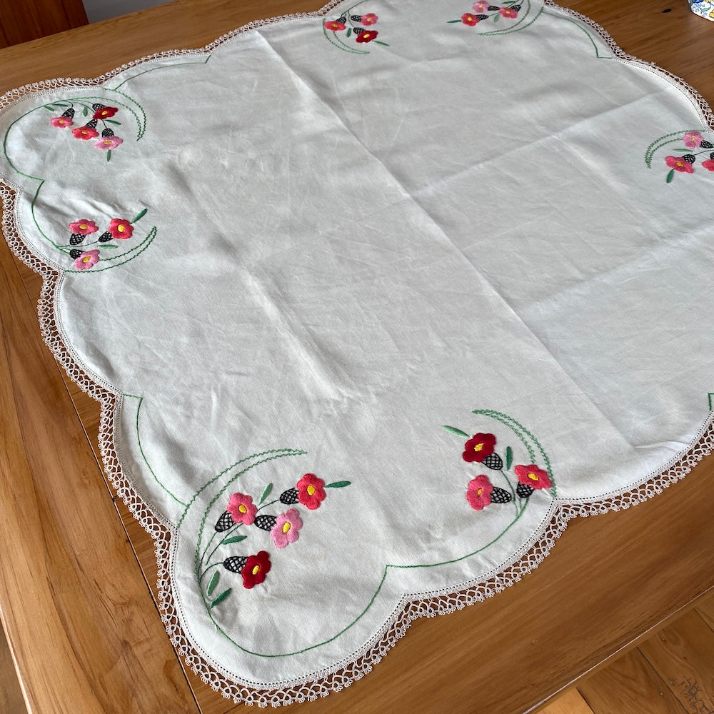 Vintage 1948 Otago Centennial Hand Embroidered Tablecloth Vintage 1948 Otago Centennial Hand Embroidered Tablecloth