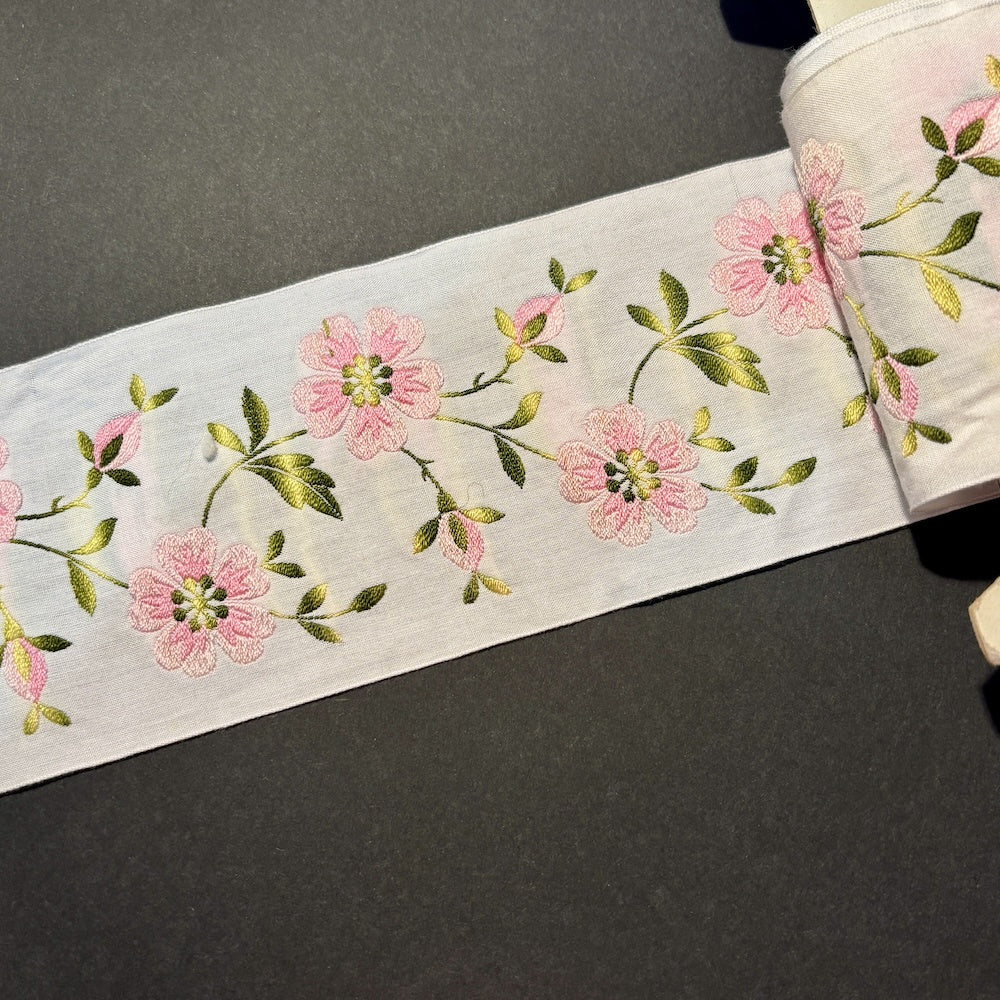 Vintage Cotton Embroidered Floral Trim 79mm